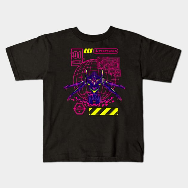 mecha monster danger virus Kids T-Shirt by PenPencils